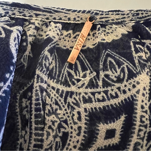 MISA Los Angeles Maya Bell Sleeve Peasant Top Blue/White Sz M - Picture 12 of 14